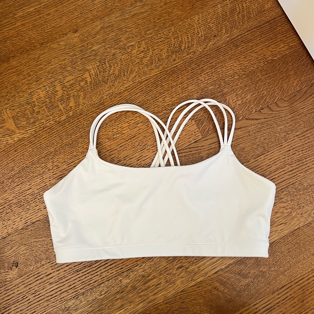 Athleta strappy bra, size L. Pristine in white.